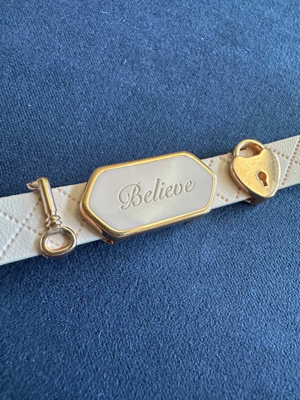 KEEP Collective 4-Piece “Believe” Pink Quilted/Ivory Reversible Leather Bracelet
